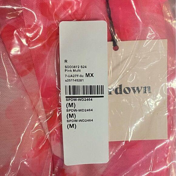 NWT SUPERDOWN Mila Corset Set Pink print mesh mini dress top skirt Revolve M - Picture 14 of 14